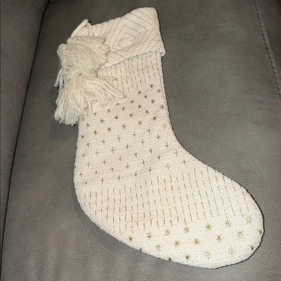 Wondershop Knit Metallic Thread Starburst and Pom Pom Stocking - Picture 2 of 5